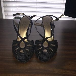 Black shimmery high heels